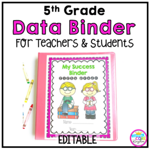 Image of fifth Grade Data Binder showing two students on the cover with a clickable link to teachers pay teachers