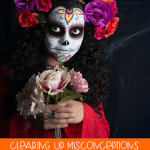 Dia de los Muertos pin showing little girl with day of the dead face paint