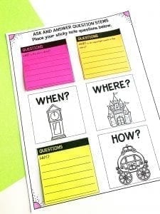 6 w's Worksheet with Sticky Notes