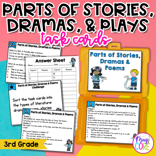 Text Structure Stories Dramas Poems Reading Task Cards 3rd Grade Fiction RL3.5