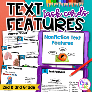 Nonfiction Text Features Task Cards 2nd 3rd Grade Informational Reading Activity
