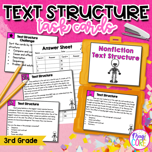 Nonfiction Text Structure Task Card Activity Informational Text 3rd Grade RI.3.8