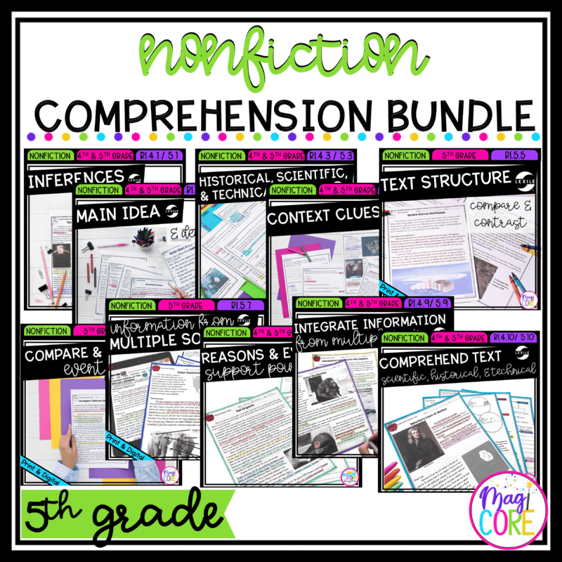 5th Grade Nonfiction Comprehension Bundle - Print & Digital