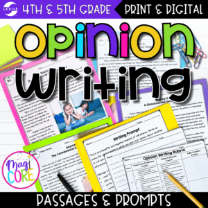 Opinion Writing Passages and Prompts with Lexile Levels Rubric - 4th & 5th Grade