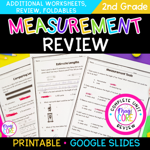 Measurement Review - 2nd Grade Math - Measurement & Data Review Unit Worksheets