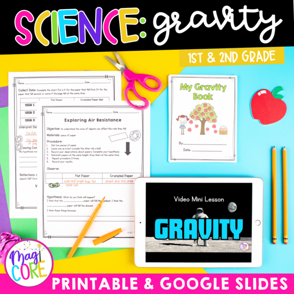 Gravity Force and Motion - 1st & 2nd Grade Science Unit Activity Worksheets Lab