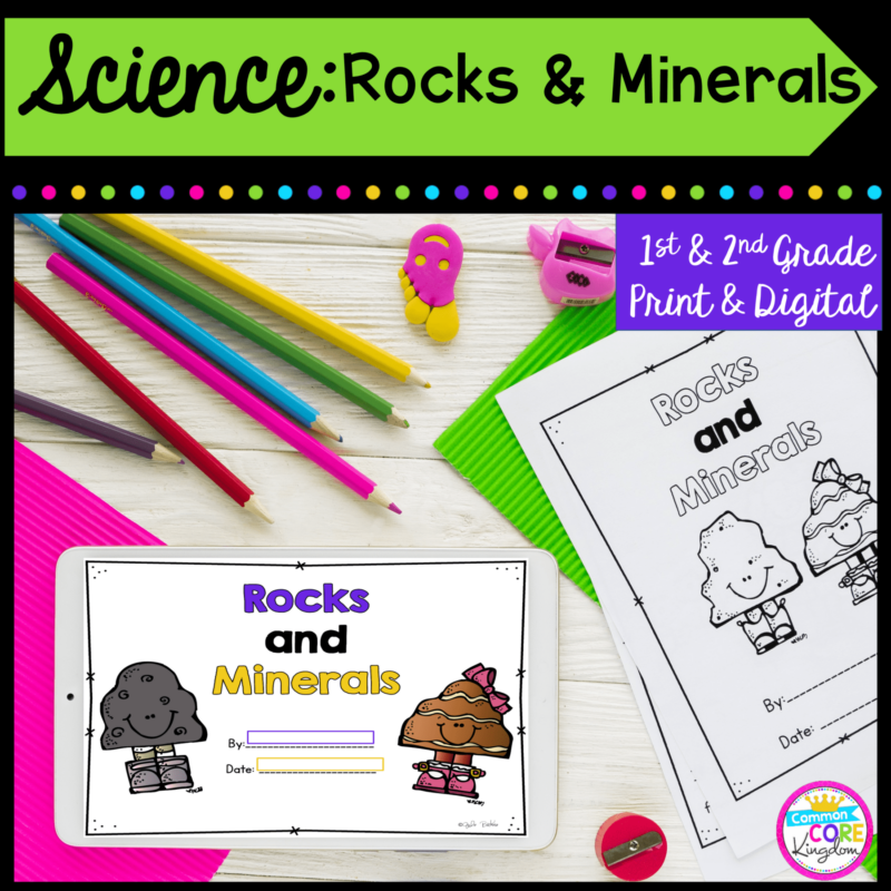1st and 2nd Grade Science: Rocks and Minerals cover showing printable and digital resources