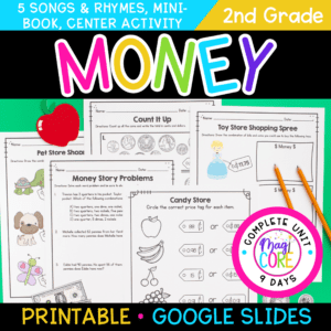 Counting Money & Word Problems 2nd Grade Math Worksheets Activities 2.MD.C.8