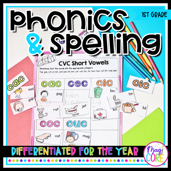Phonics Spelling 1st Grade Word Work Differentiated Unit Worksheets Activities