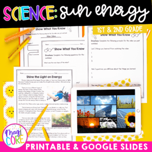 The Sun's Energy - Types of Energy 1st & 2nd Grade Science Worksheets Activities