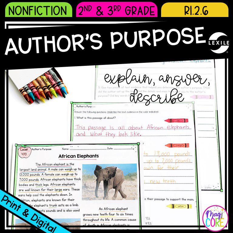 Author's Purpose in Nonfiction - RI.2.6 Printable & Digital Google Slides Distance Learning Pack