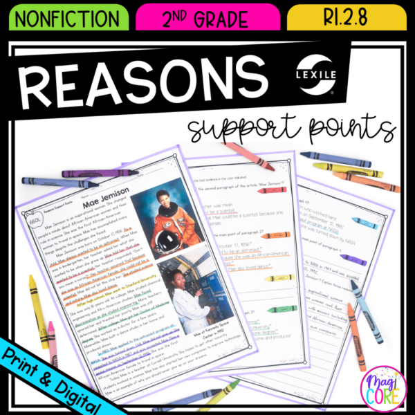 Reasons Support Author's Point - 2nd Grade RI.2.8 - Printable & Digital RI2.8