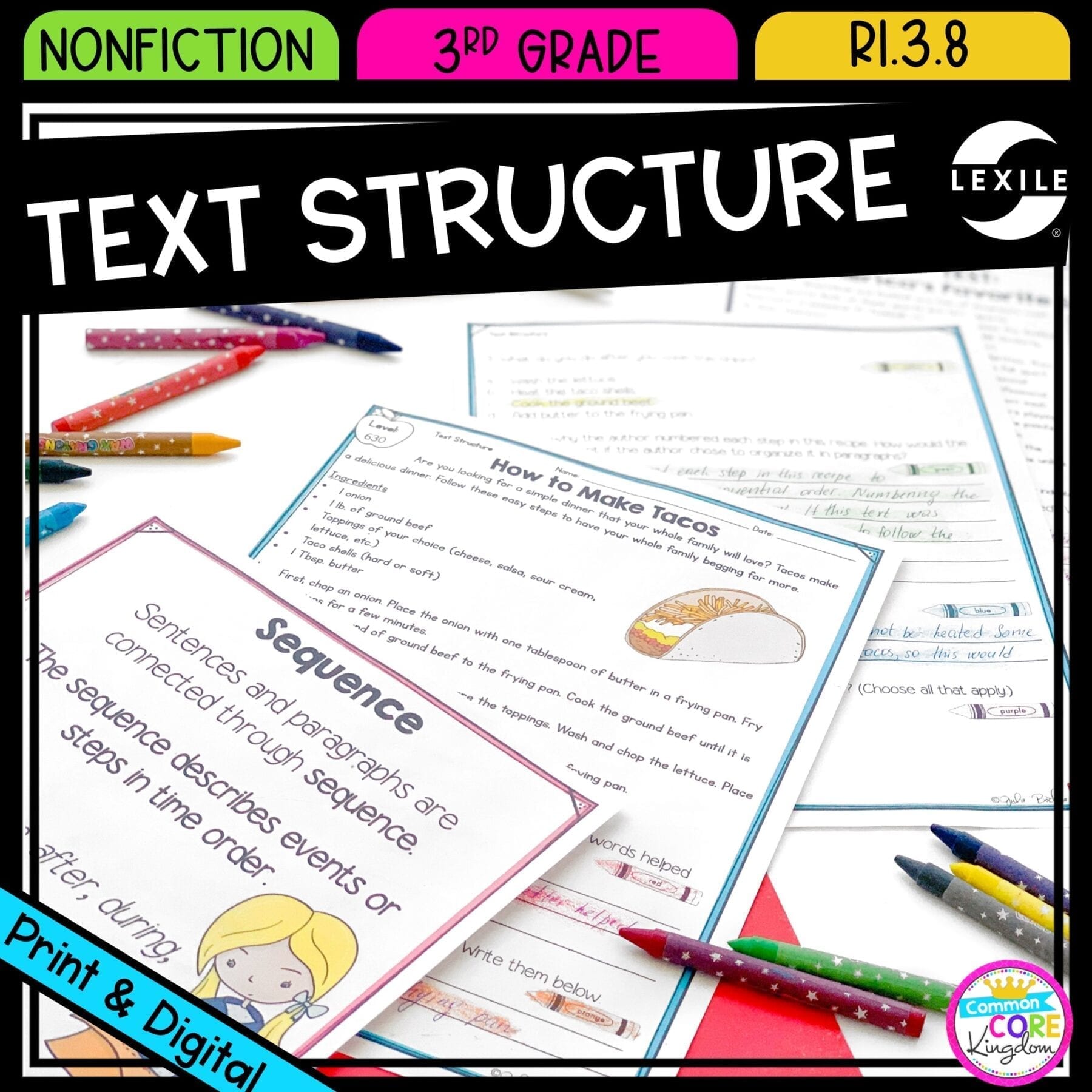 Connecting Sentences and Paragraphs for 3rd grade cover showing printable and digital worksheets