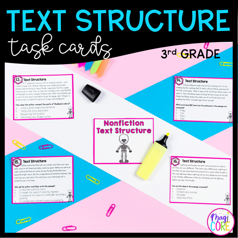Nonfiction Text Structure Task Cards 3rd Grade RI3.8