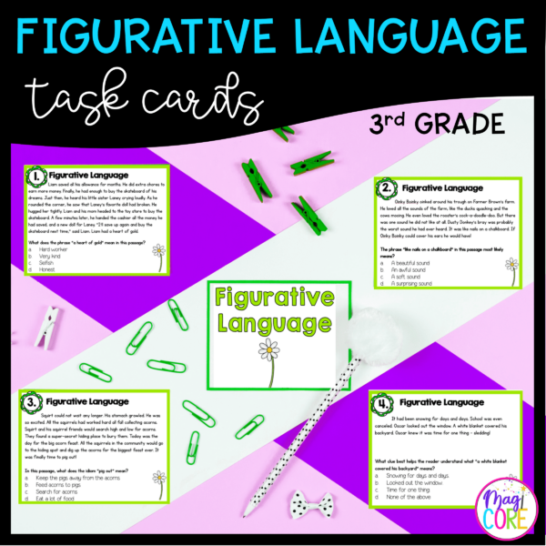 Figurative Language Task Cards 3rd Grade RL3.4