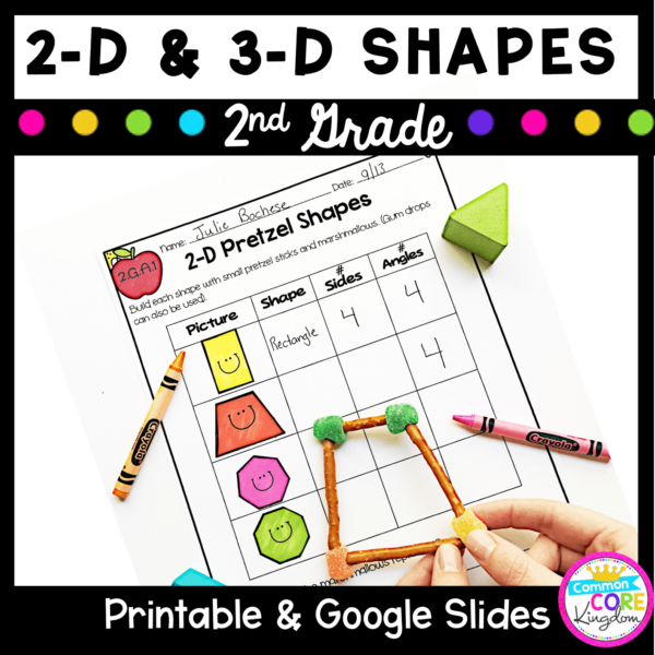 Cover for 2nd grade geometry lesson showing a printable math worksheet