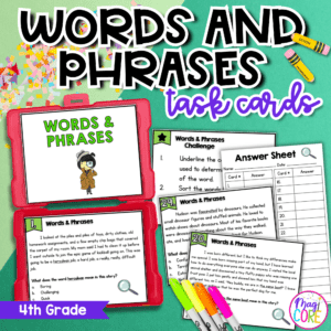 Words and Phrases Task Cards - 4th 5th Grade RL.4.4 RL.5.4 FL BEST ELA V.1.3