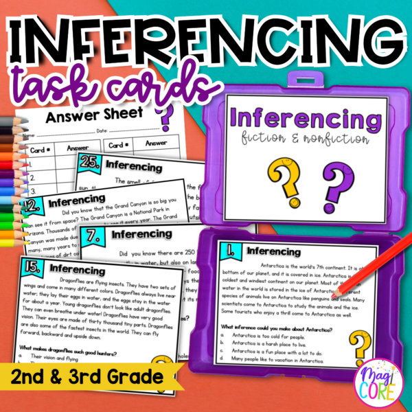 Inferencing Task Cards Making Inferences 2nd 3rd Grade Reading Activity Centers