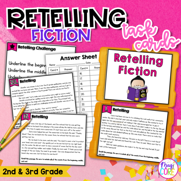 Retell a Story Task Cards - 2nd & 3rd Grade Recount Sequence Reading Center