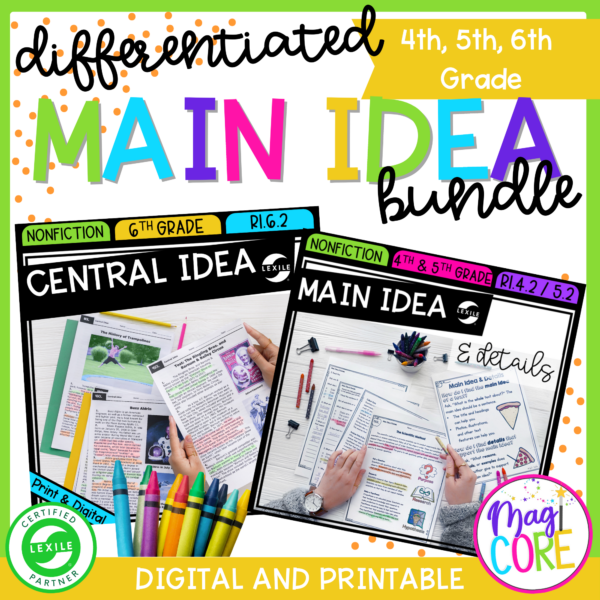 Main Idea Differentiated Bundle - 4th, 5th & 6th Grades