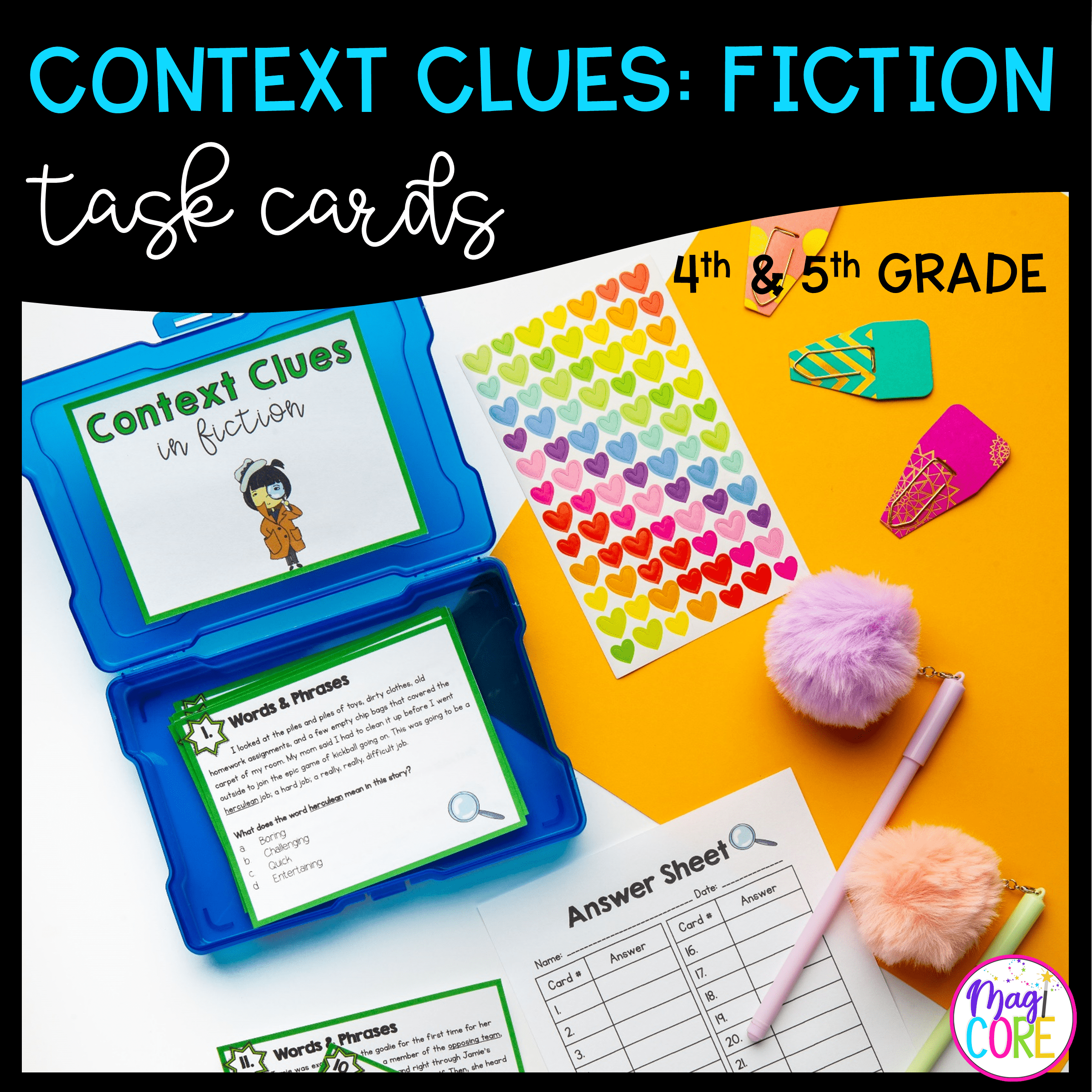Context Clues in Fiction Task Cards - 4th & 5th Grade - RL.4.4 & RL.5.4