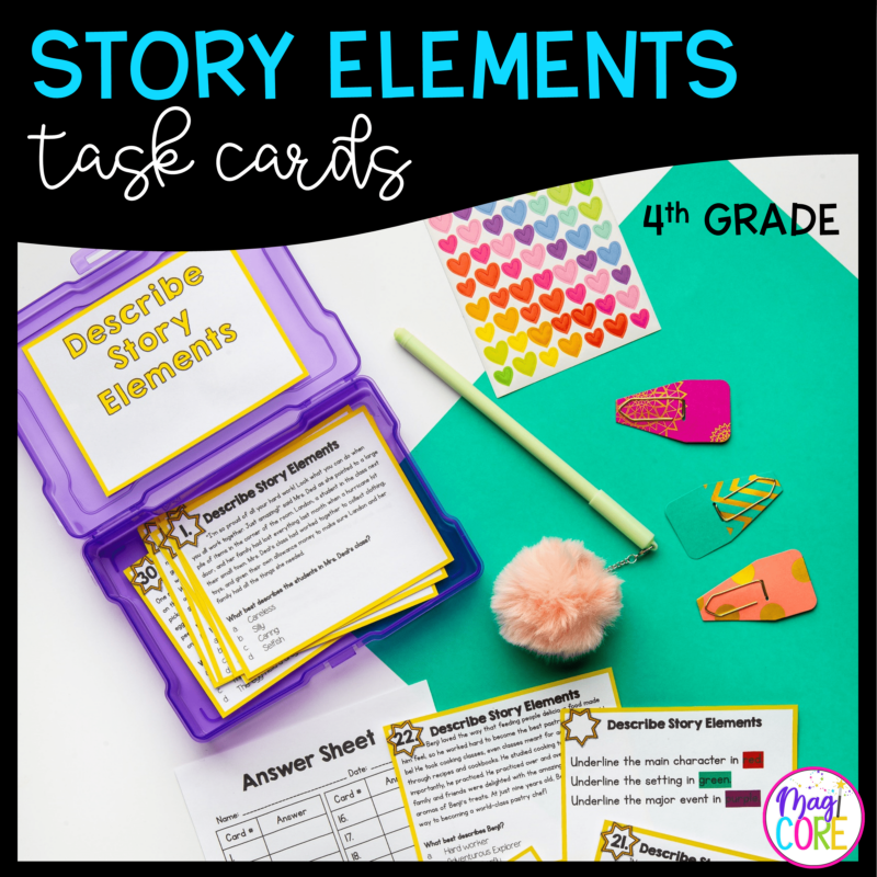 Describing Story Elements Task Cards - 4th Grade - RL.4.3