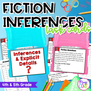 Fiction Inferences Task Cards 4th & 5th Grades RL.4.1 RL.5.1 Activities Centers