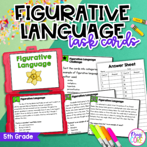 Figurative Language Task Cards 5th Grade - Similes and Metaphors RL.5.4