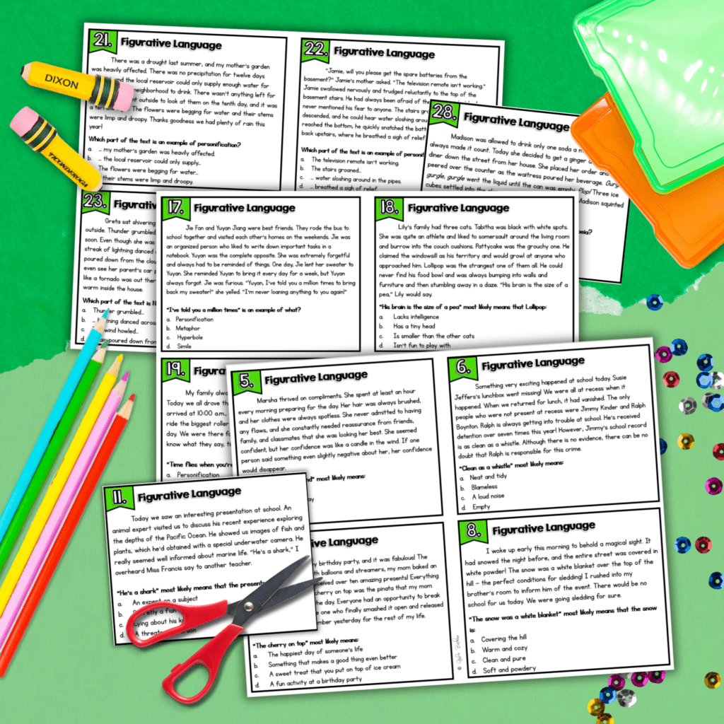 Language Task Grade 5 Figurative Language Task Cards for 5th Grade | MagiCore