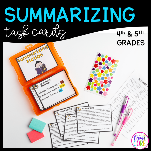 Summarizing Task Cards - 4th & 5th Grades - RL.4.2 - RL.5.2
