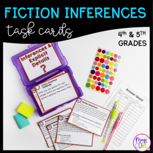 Fiction Inferences Task Cards - 4th & 5th Grades - RL.4.1 - RL.5.1