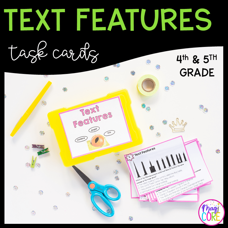 Text Features Task Cards - 4th & 5th Grade - RI.4.7 & RI.5.7