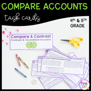 First & Secondhand Accounts Task Cards - 4th & 5th Grade - RI.4.6 & RI.5.6