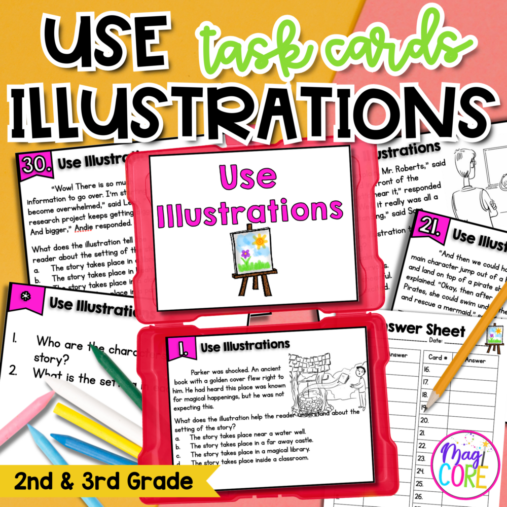 Using Illustrations Task Cards 2nd & 3rd Grade | MagiCore