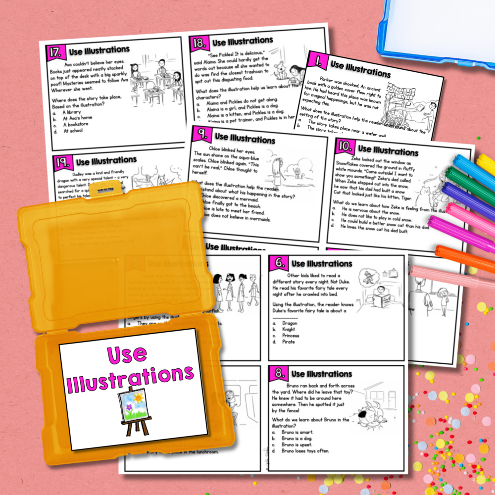 Using Illustrations Task Cards 2nd & 3rd Grade | MagiCore