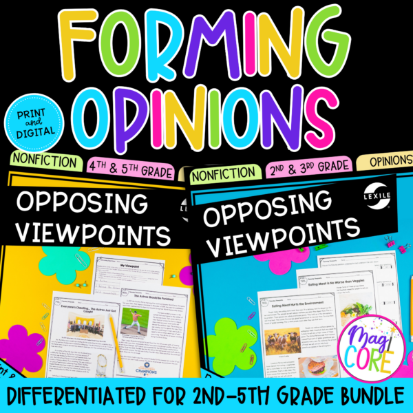 Forming Opinions Reading Comprehension Differentiated Lexile Leveled Passages