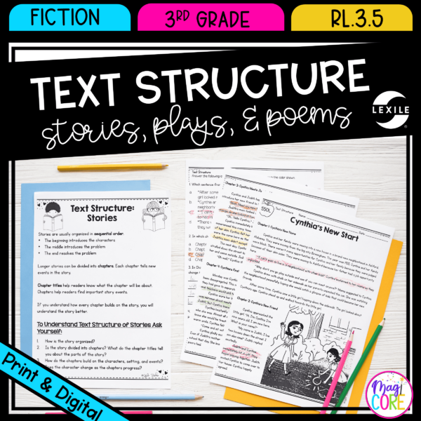 Text Structure in Stories Plays Poems - 3rd RL.3.5 - Printable & Digital - RL3.5