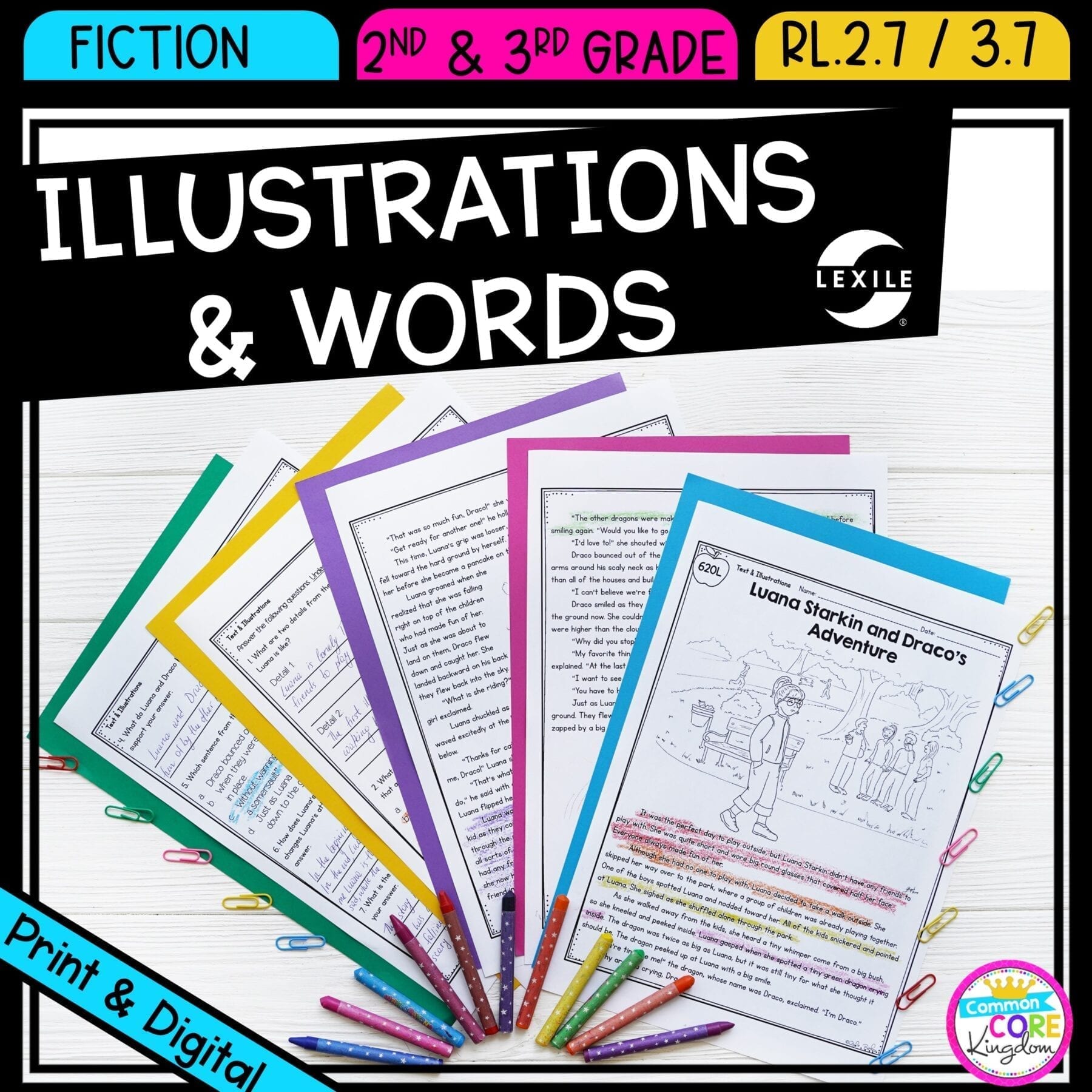 Using Illustrations to Understand Text for 2nd and 3rd grade cover showing printable and digital worksheets