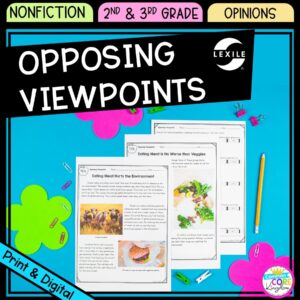 Opposing Viewpoints cover for 2nd & 3rd Grade showing printable and digital worksheets