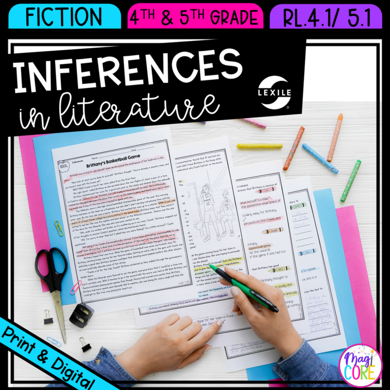 Inferences in Literature - 4th RL.4.1 & 5th RL.5.1 - Print & Digital RL4.1 RL5.1