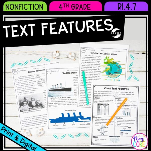 Nonfiction Text Features - 4th Grade RI.4.7 - Reading Passages for RI4.7