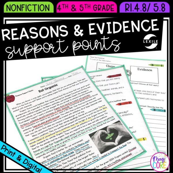 Reasons & Evidence Support Points RI.4.8 RI.5.8 - Reading Passages RI4.8 RI5.8