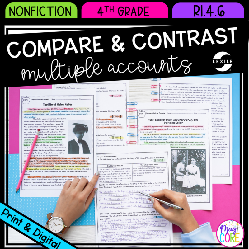 Compare & Contrast Multiple Accounts - 4th RI.4.6 - Reading Passages for RI4.6