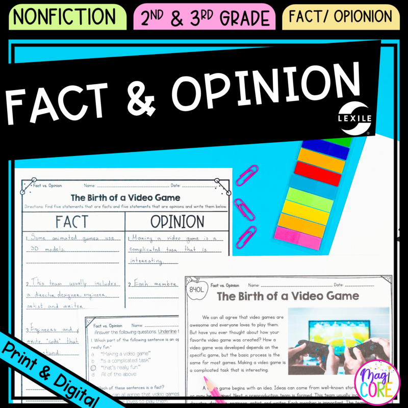 Fact & Opinion - 2nd & 3rd Grade Reading Comprehension Passages Unit