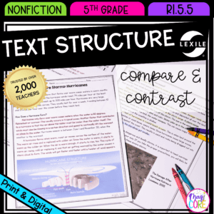 Compare & Contrast Nonfiction Text Structure Reading Passages RI.5.5 RI5.5