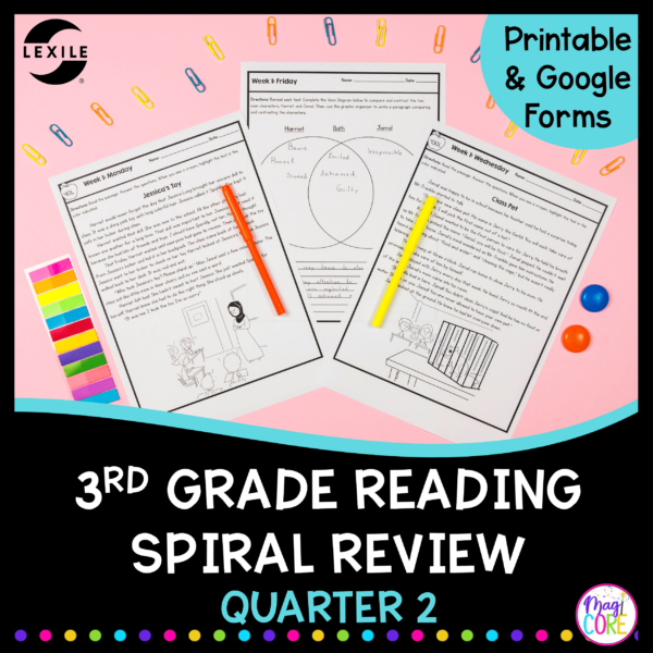 3rd Grade Reading Spiral Review - Quarter 2 - Printable & Google Forms