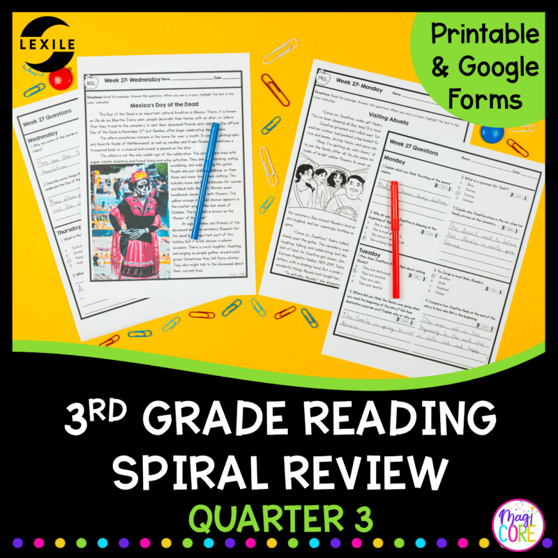 3rd Grade Reading Spiral Review - Quarter 3 - Printable & Google Forms