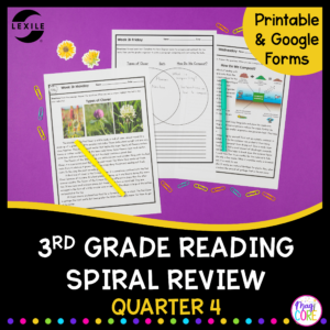 3rd Grade Reading Spiral Review - Quarter 4 - Printable & Google Forms