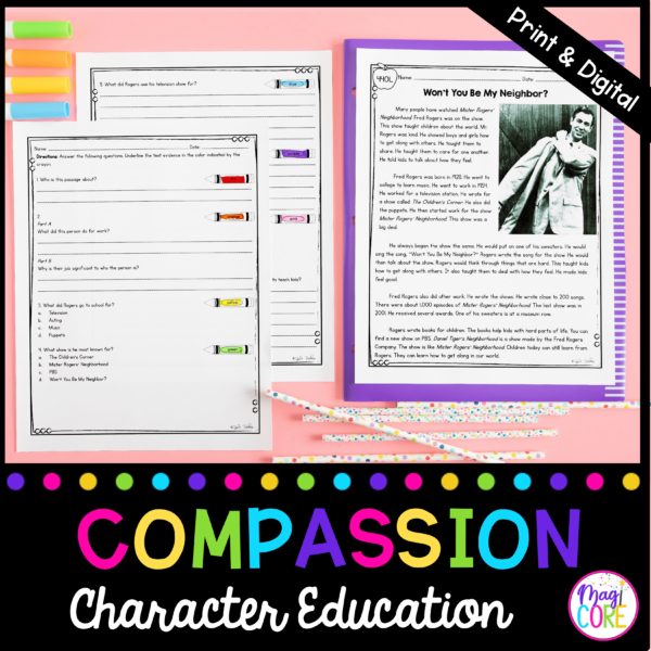 Compassion Character Education Reading Comprehension Passages & Questions SES