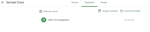 Screenshot for classwork tab in google classroom